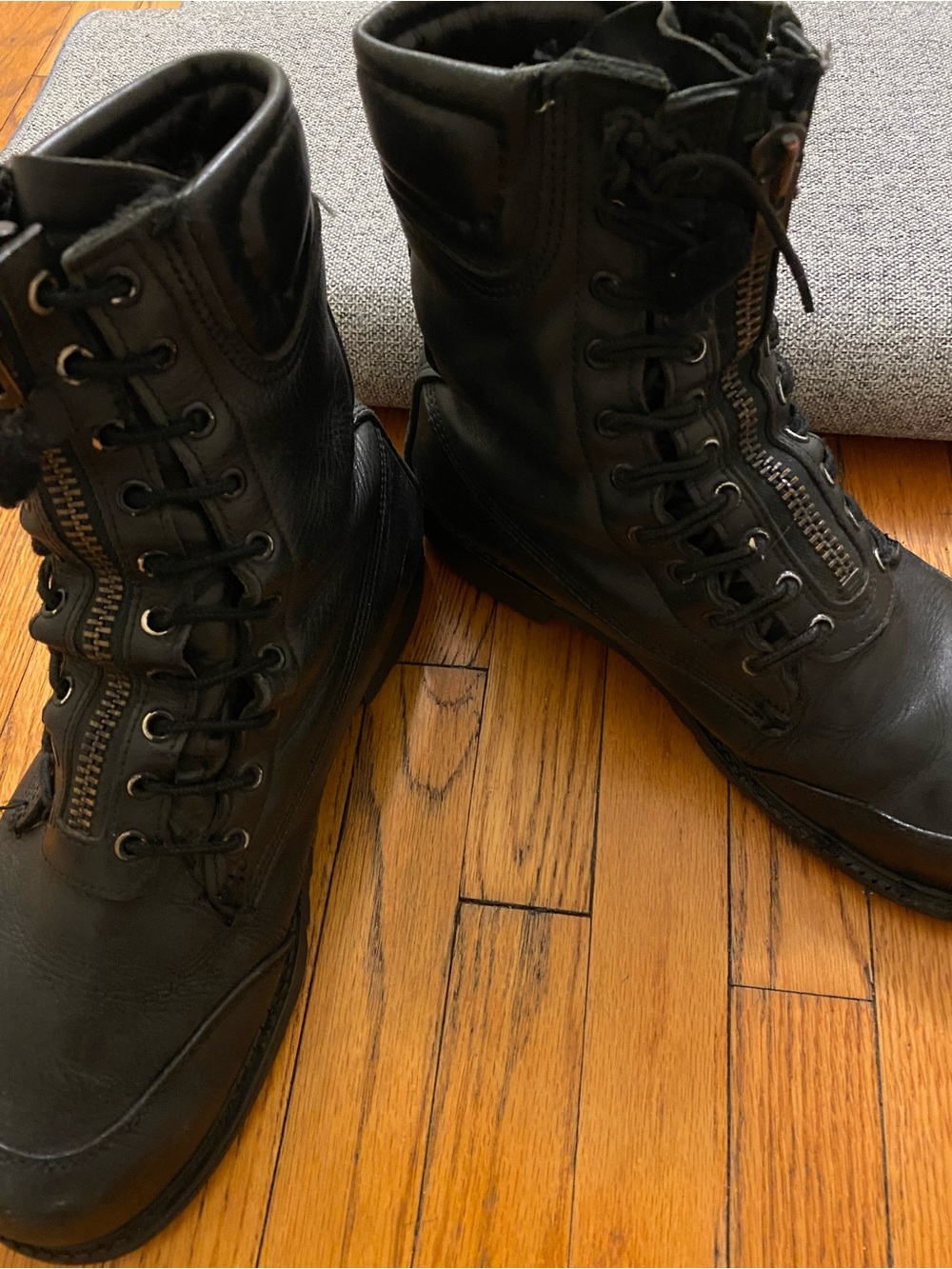 Vintage 80’s/90’s Black Leather Civil / Military Boots Steel Toe Vibram Soles